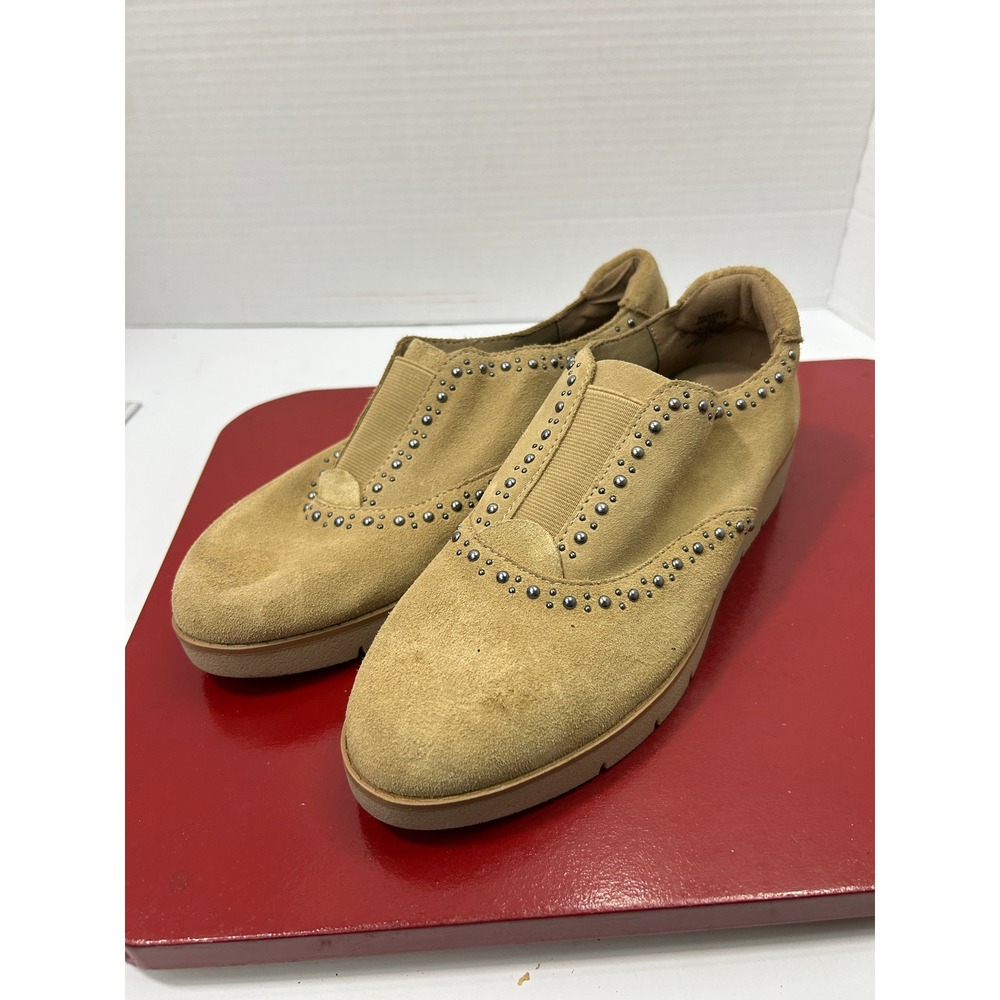 Anne Klein Akabbe Loafers 6M Tan Suede Studded iFlex Comfort Slip On